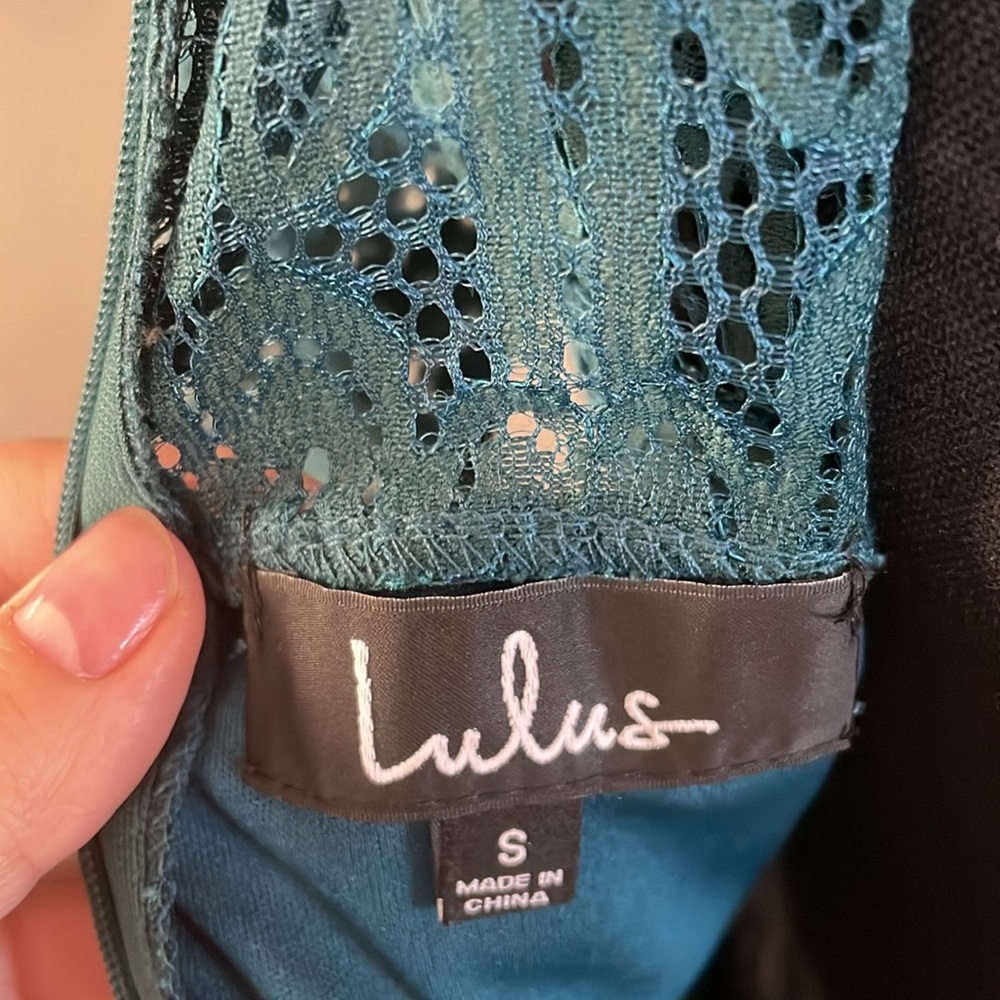 LULUS Remarkable Forest Green Sheer Lace Short Sleeve Mini Dress - Picture 15 of 15